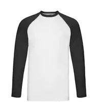 Чоловіча двоколірна футболка LONG SLEEVE FRUIT OF THE LOOM - TH Білий/Чорний M