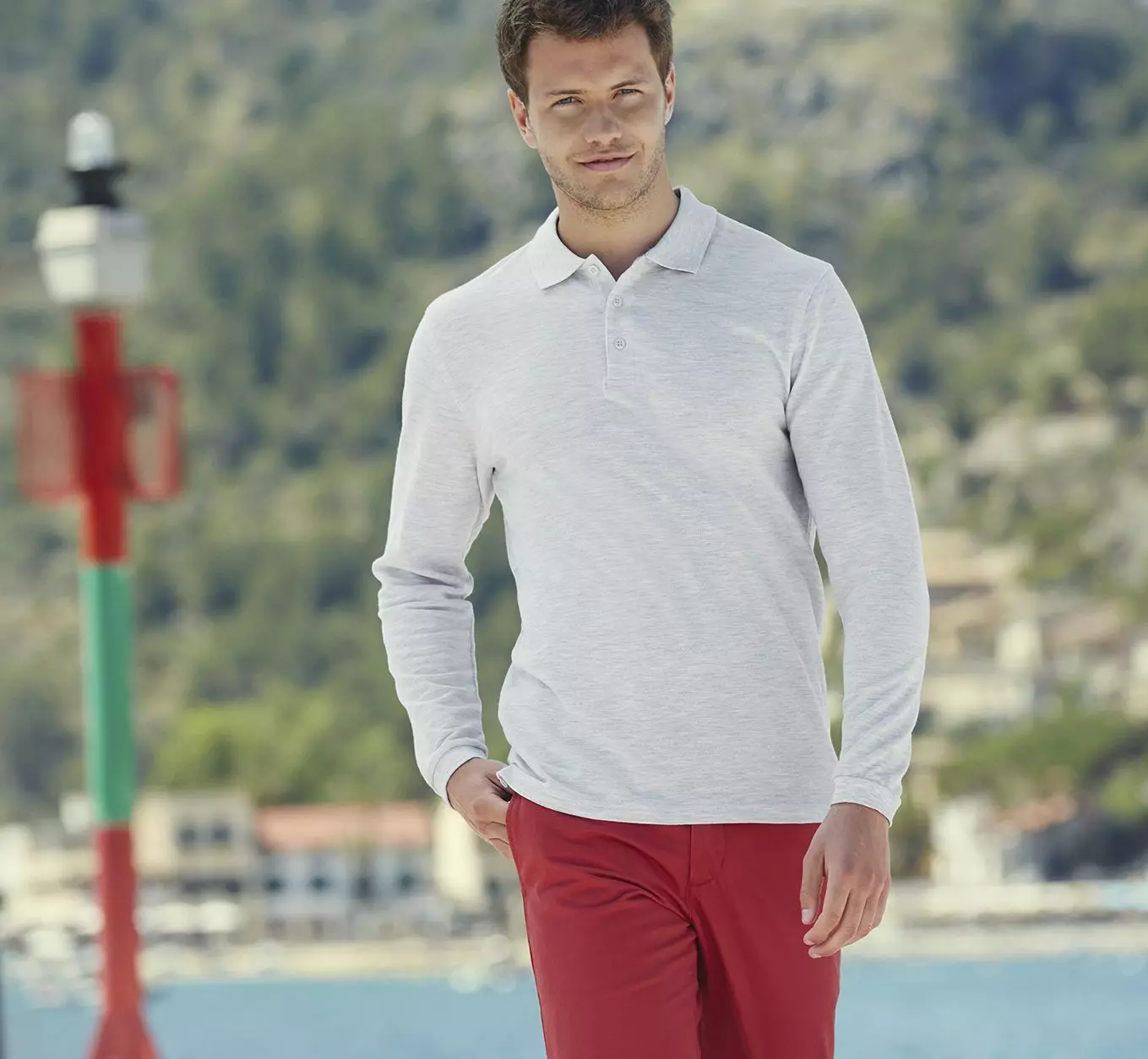 Чоловіче поло з довгим рукавом Long Sleeve FRUIT OF THE LOOM Чоловіче поло з довгим рукавом Long Sleeve FRUIT OF THE LOOM
